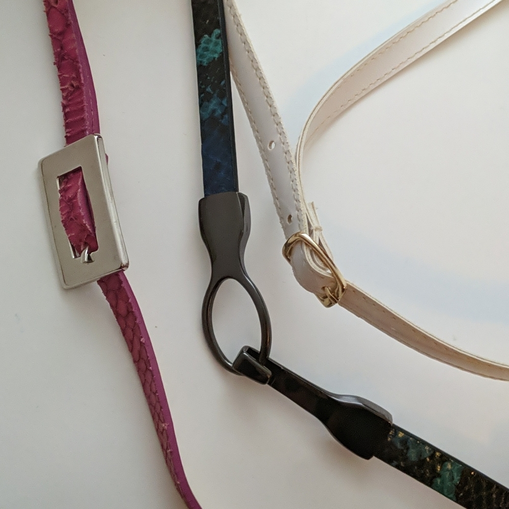 3 size small fashion belt - pink, blk/blue, white